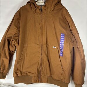 Lee Caramel Brown Heavy Canvas Coat with Sherpa Lining and lots of pockets XXL